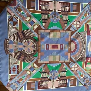 34.5” Hermes silk scarf with original box